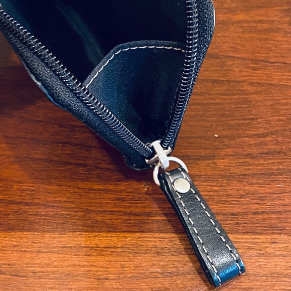 VTG 1990s Fossil Black Leather Key Ring Zippered Wallet - Picture 8 of 13